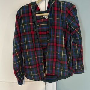 ll bean flannel zip up with hood